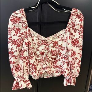 Zara Red Floral Blouse